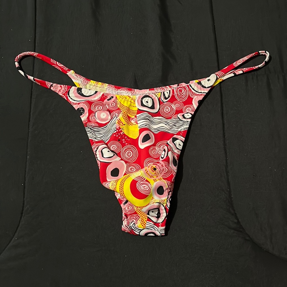 Men’s Skinz red circles mens bikini bottom swim suit